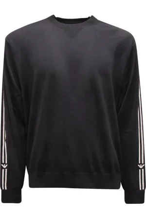 Emporio Armani Swetry, Mężczyzna, Niebieski, 3XL, Paski sweter z wełny