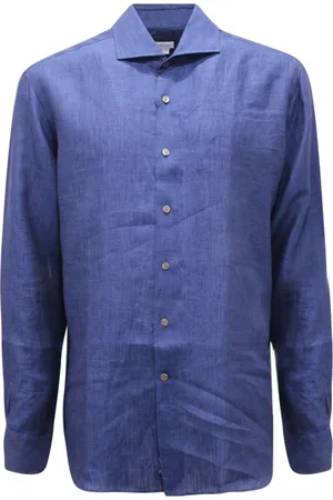 Orian Koszule, Mężczyzna, Niebieski, M, 4825At Slim FIT koszula lniana