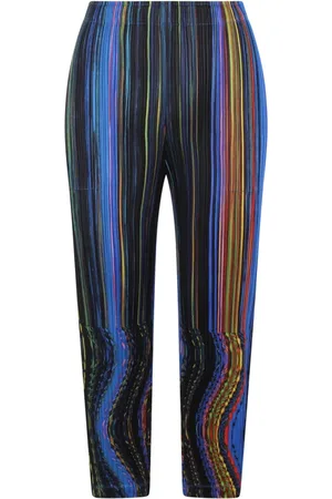 Issey Miyake Spodnie, Kobieta, Wielobarwność, L, Plisowane Warp Proste Spodnie