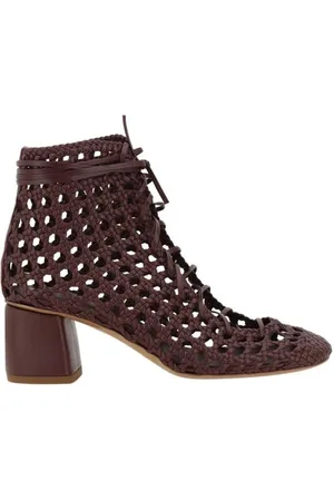 FORTE FORTE Buty, Kobieta, brązowy, 40 EU, Skórzane Botki z Siatkowym Wzorem