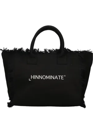 hinnominate Torebki, Kobieta, Czarny, ONE SIZE, Bawełna, Czarna torba shopper z zamknięciem na zamek błyskawiczny