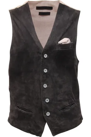 THE JACK LEATHERS Garnitury, Mężczyzna, Czarny, M, Kamizelka skórzana z podszewką bawełnianą