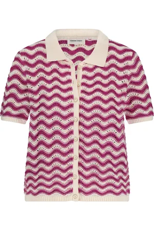 Fabienne Chapot Swetry, Kobieta, Różowy, XS, Caro Crochet Cardigan