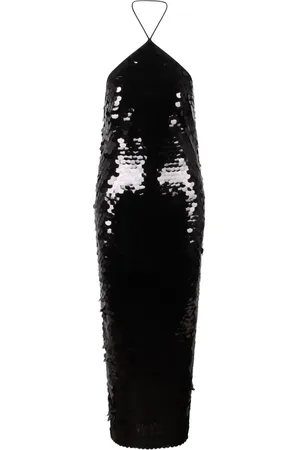 Ilkyaz Ozel Sukienki, Kobieta, Czarny, S, Sukienka Midi z cekinami kolekcja Fw 23