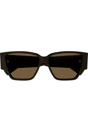 Bottega Veneta Akcesoria, Kobieta, brązowy, 57 MM, Okulary przeciwsłoneczne prostokątne z detalami z metalu