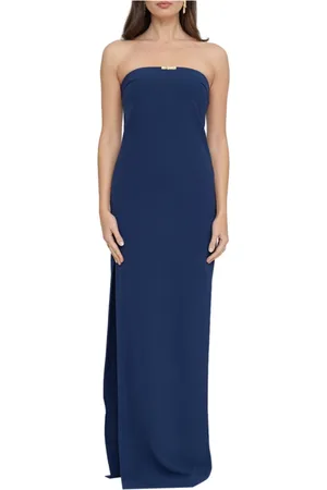 Elisabetta Franchi Sukienki, Kobieta, Niebieski, S, Niebieska Elegancka Sukienka z Kamieniami
