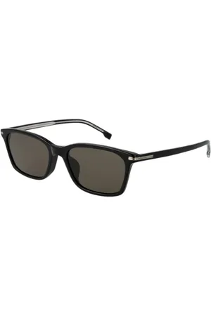HUGO BOSS Akcesoria, Mężczyzna, Czarny, ONE SIZE, Czarne Okulary Przeciwsłoneczne w Kształcie Prostokąta z Ochroną UV