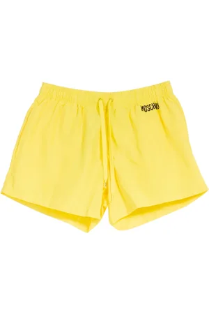Moschino Stroje kąpielowe, Mężczyzna, Żółty, XL, Nylon, Żółte Szorty Plażowe ze Śmieszną Buźką