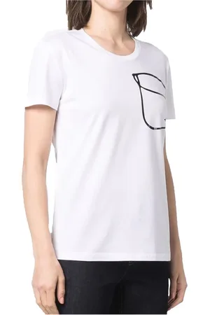 Emporio Armani Koszulki, Kobieta, Biały, L, Bawełna, Bawełniana koszulka z logo z przodu