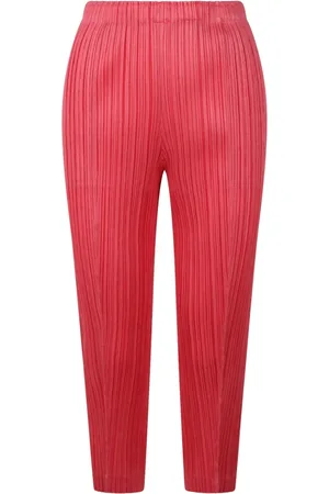 Issey Miyake Spodnie, Kobieta, Różowy, M, Plisowane Spodnie Tapered Bottoms