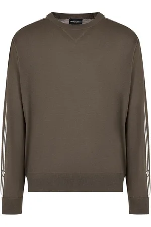 Emporio Armani Bluzy, Mężczyzna, brązowy, M, Wełniany sweter z wzorem i okrągłym dekoltem