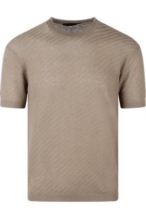 LOW BRAND Koszulki, Mężczyzna, brązowy, XL, T-shirt z Geometryczną Teksturą