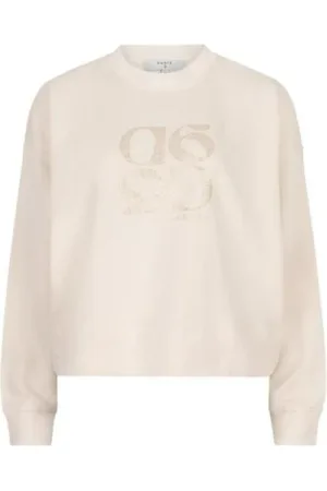 Dante 6 Bluzy, Kobieta, Beżowy, M, Krótka bluza dresowa z okrągłym dekoltem o luźnym kroju