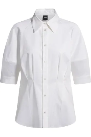 HUGO BOSS Bluzki, Kobieta, Biały, XS, Biała Bluzka z Nowoczesnym Krojem