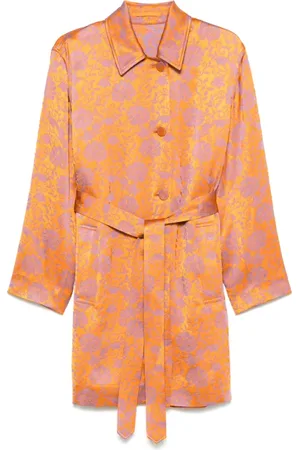 DRIES VAN NOTEN Sukienki, Kobieta, Wielobarwność, M, Płaszcz w Pomarańczowym Kwiatowym Motywie