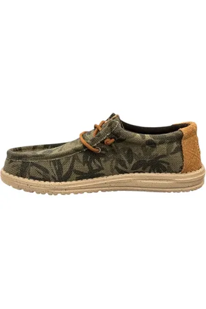 Hey dude Buty, Mężczyzna, Zielony, 42 EU, Skóra, Męskie slip-on sneakersy z eko-skóry
