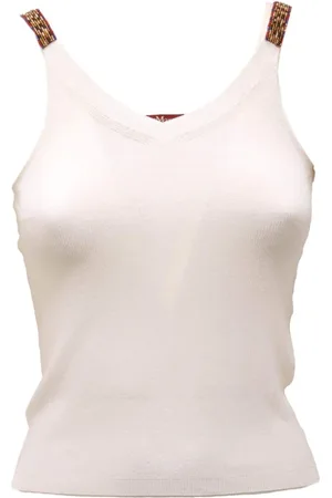Max Mara Koszulki, Kobieta, Biały, S, Dekorowany top na ramiączkach Bligny