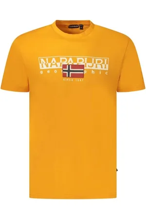 Napapijri Koszulki, Mężczyzna, Pomarańczowy, M, Bawełniana koszulka z odważnym logo