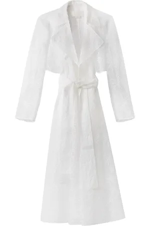 GENNY Płaszcze, Kobieta, Biały, S, Jedwabna Haftowane Trench Coat