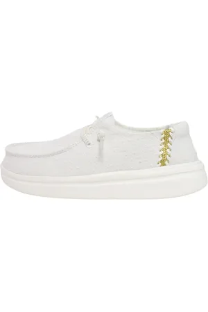Hey dude Buty, Kobieta, Biały, 37 EU, Dziurkowane mokasyny skórzane