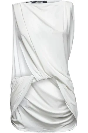 Jacquemus Koszulki, Kobieta, Biały, S, Top bez rękawów z asymetrycznym designem