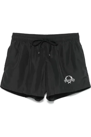 Moschino Stroje kąpielowe, Mężczyzna, Czarny, XL, Nylon, Czarne Szorty Plażowe Laurel Crown