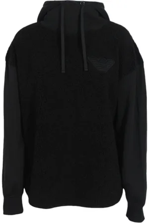 Emporio Armani Bluzy, Kobieta, Czarny, M, Poliester, Faux Fur Hoodie Sweatshirt