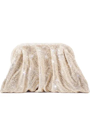 BENEDETTA BRUZZICHES Torebki, Kobieta, Beżowy, ONE SIZE, Kryształowy Mesh Clutch z Kamieniami