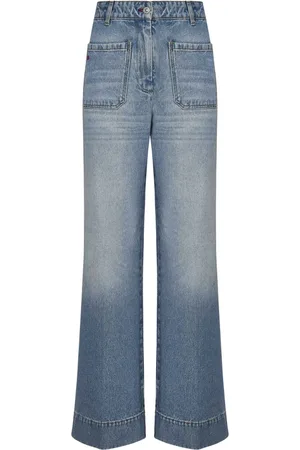 Victoria Beckham Jeansy, Kobieta, Niebieski, W30, Niebieskie Monogram High-Waisted Jeansy