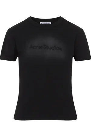 Acne Studios Koszulki, Kobieta, Czarny, M, Bawełna, Czarny T-Shirt z Szykiem