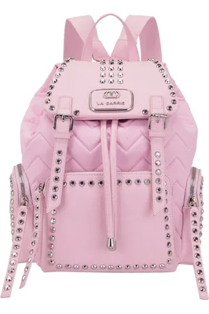 La Carrie Torebki, Kobieta, Różowy, ONE SIZE, Nylon, Stylowy Różowy Plecak z Nitami