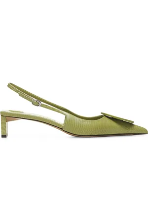 Jacquemus Buty, Kobieta, Zielony, 37 EU, Skóra, Zielone skórzane sandały z paskiem wokół kostki