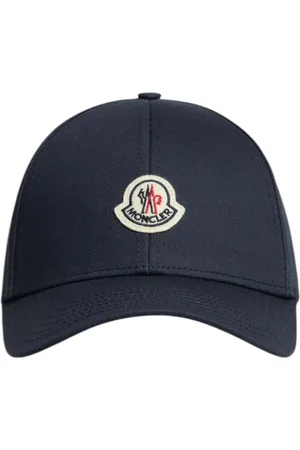Moncler Akcesoria, Mężczyzna, Niebieski, ONE SIZE, Granatowa Bawełniana Czapka Baseballowa