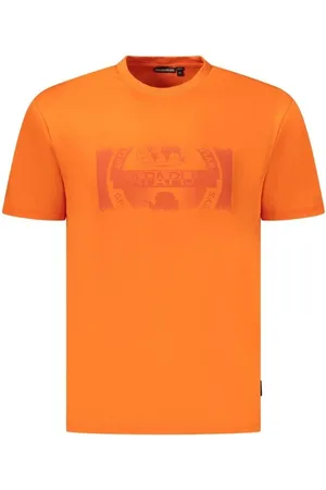 Napapijri Koszulki, Mężczyzna, Pomarańczowy, XL, T-shirt z odważnym nadrukiem i okrągłym dekoltem