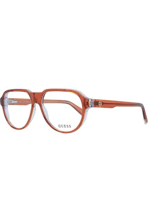 Guess Akcesoria, Mężczyzna, Pomarańczowy, ONE SIZE, Pomarańczowe Okulary Optyczne Aviator Acetate