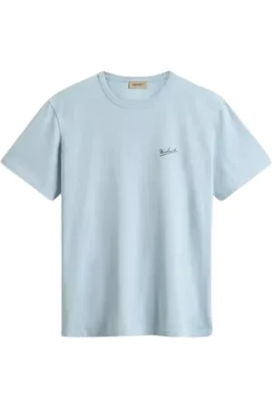 Woolrich Koszulki, Mężczyzna, Niebieski, XL, Premium Jersey Logo T-Shirt