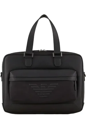Emporio Armani Torebki, Mężczyzna, Czarny, ONE SIZE, Męska teczka z eko skóry z logo