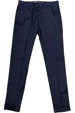 HARMONT&BLAINE Spodnie, Mężczyzna, Niebieski, XL, Spodniey slim fit w ciemnoniebieskim elastycznym bawełnie - Włochy, 46