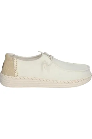 Hey dude Buty, Kobieta, Biały, 36 EU, Skóra, Mokasyny z eko-skóry z korkowym obcasem