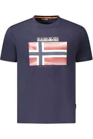 Napapijri Koszulki, Mężczyzna, Niebieski, XL, T-shirt z odważnym nadrukiem