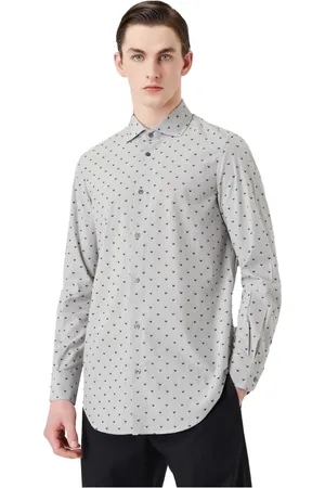 Emporio Armani Koszule, Mężczyzna, Wielobarwność, L, Bawełna, Koszula z bawełny z powtarzającym się orłem w kontraście