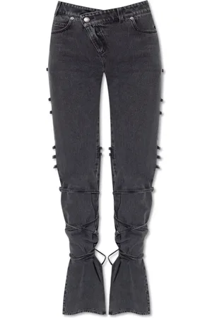 Alexander McQueen Jeansy, Kobieta, Szary, W27, Denim, Jeansyy z wiązaniami