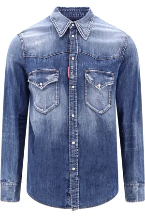 Dsquared2 Koszule, Mężczyzna, Niebieski, L, Włoskie Koszule Jeansyowe
