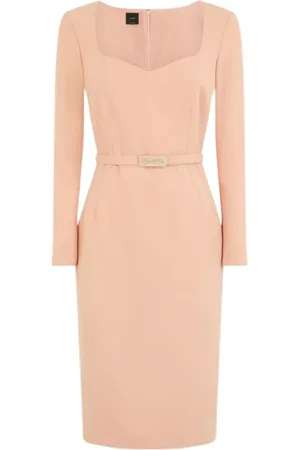 Pinko Sukienki, Kobieta, Różowy, L, Elegancka Różowa Sukienka z Zdejmowanym Paskiem