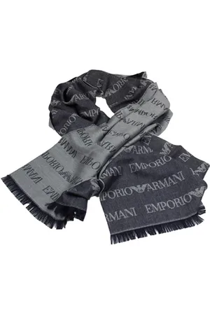 Emporio Armani Akcesoria, Mężczyzna, Niebieski, ONE SIZE, Niebieski Męski Szal Wełniany