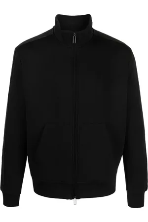 Emporio Armani Bluzy, Mężczyzna, Czarny, L, Bluza z Logo i Zamkiem z Mieszanki Bawełny