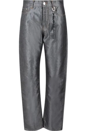 DARKPARK Jeansy, Kobieta, Szary, W27, Denim, Jeansyy z ozdobną łańcuchem nogawką
