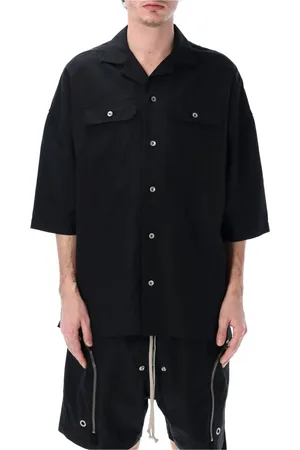 Rick Owens Koszule, Mężczyzna, Czarny, M, Czarna Oversize Koszula Ss 25