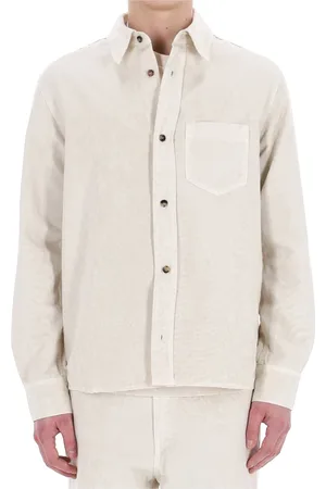 haikure Koszule, Mężczyzna, Beżowy, M, Ivory Bawełniany Overshirt z Kieszenią na Przodzie