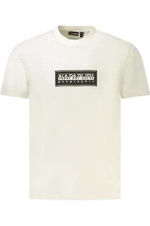 Napapijri Koszulki, Mężczyzna, Biały, XL, Bawełniany T-shirt z okrągłym dekoltem
